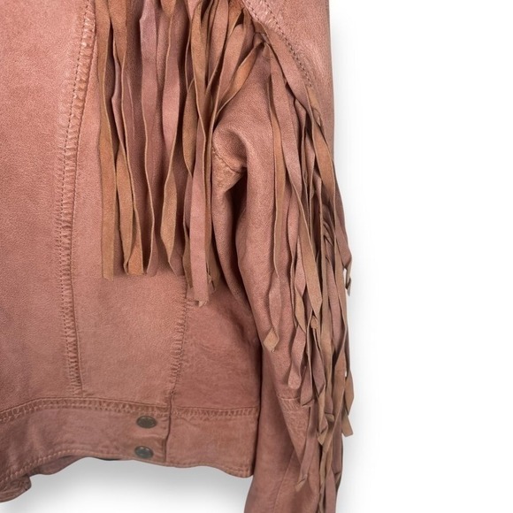 Mauritius Pink Fringe Lamb Leather Jacket Womens Size 6 Western Boho Coat NEW - Picture 16 of 16